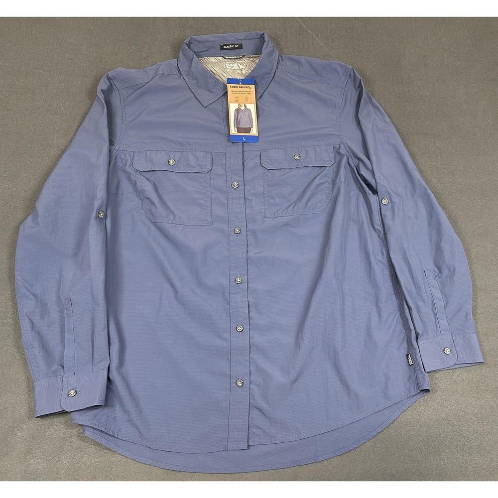NEW Eddie Bauer Shirt Womens Large Mountain Ripstop Long Sleeve Top UPF 50+ NWT
